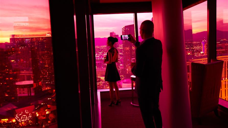 Couple in Hilton Grand Vacations suite Las Vegas, Nevada