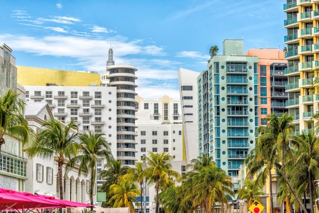 Art Deco buildings, South Beach, Miami, Florida.