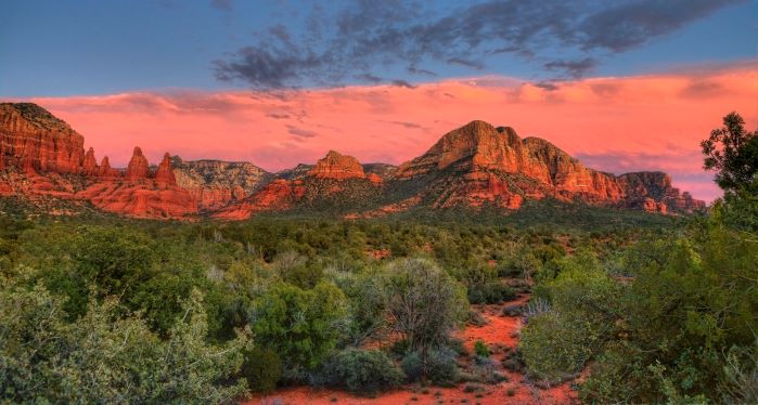 Stunning desert panorama at sunset, Sedona, Arizona. 