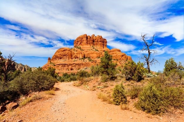 Bell Rock, a red rock formation in Sedona, Arizona, in daytime