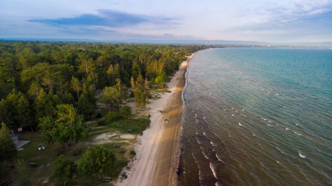 Stunning aerial image, Wasaga Beach, Ontario, Canada. 