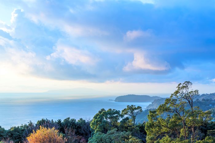 View of the Japanese coast near Odawara