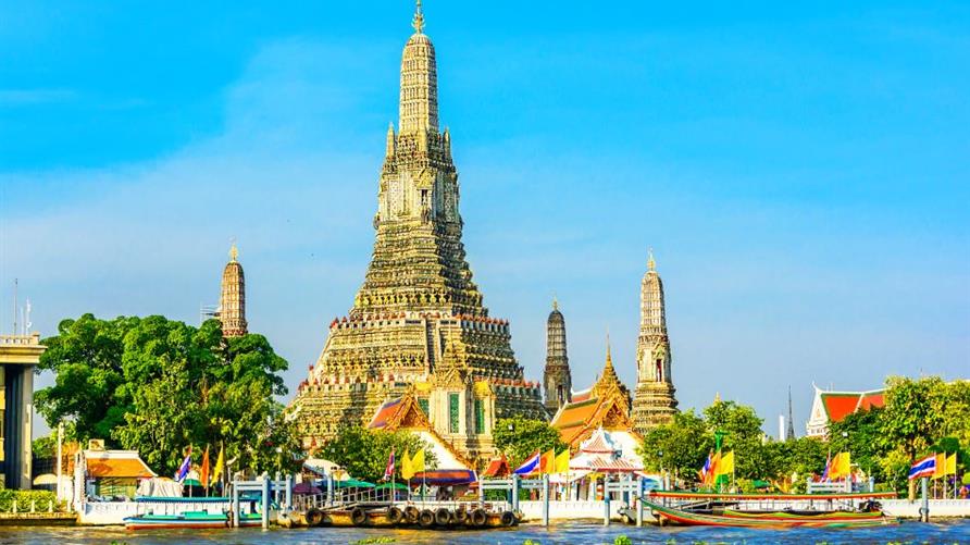 Wat Arun from the river in Bangkok, Thailand