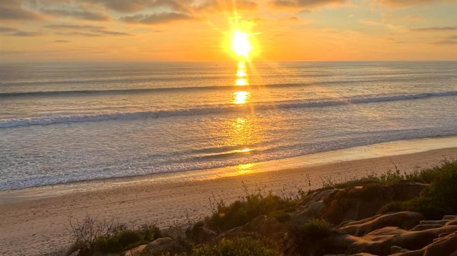 Beach at Carlsbad, California, at sunset