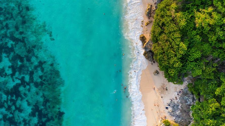 Aerial view of beach in Bali, Indonesia