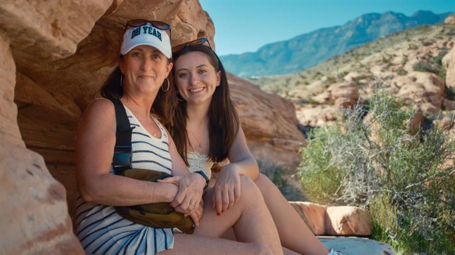 A family on vacation in Las Vegas at Red Rock Canyon