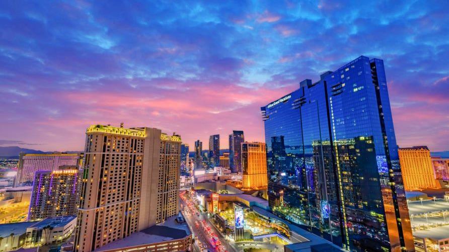 Stunning aerial image, Las Vegas Strip, Elara, a Hilton Grand Vacations Club, Nevada. 