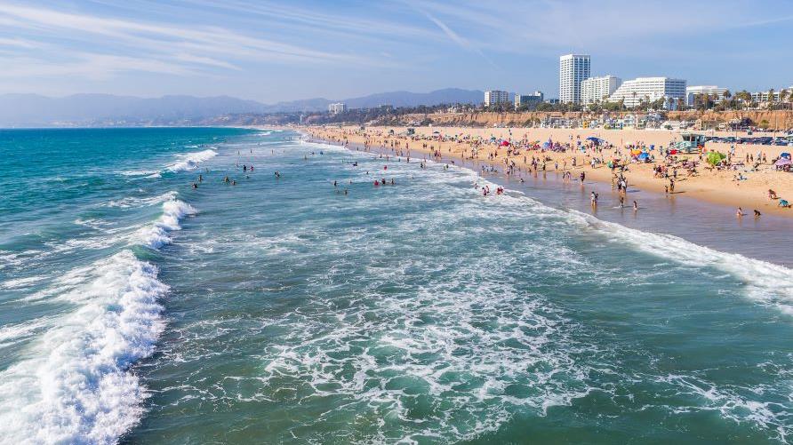 Beautiful aerial image, Will Rogers Beach, Los Angeles, California. 