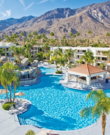 Aerial view of pool at Palm Canyon, a Hilton Vacation Club