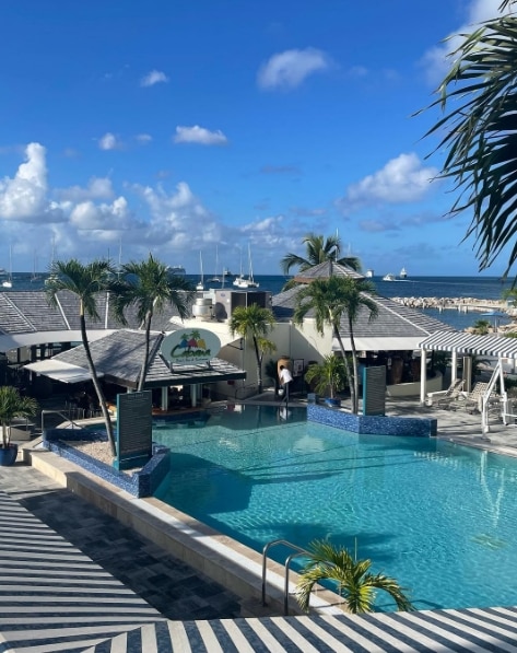 Overhead view of the pool at Royal Palm, a Hilton Vacation Club.