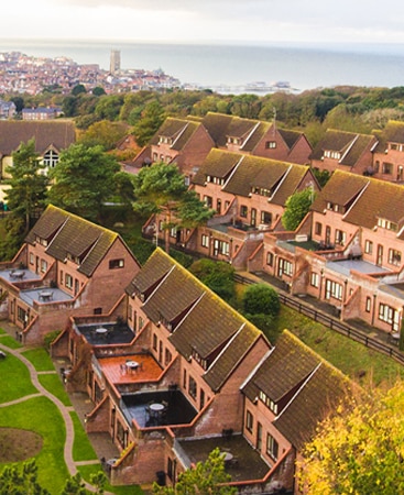 Aerial view of English country village