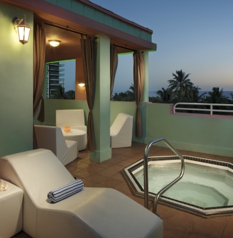 Balcony with hot tub at McAlpin Ocean Plaza