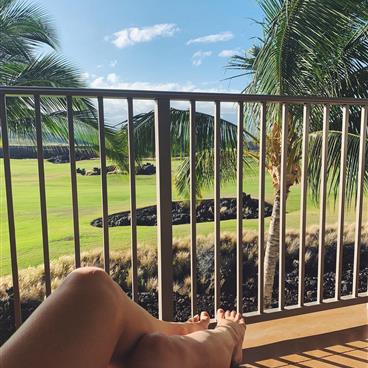 Enjoying the balcony view.