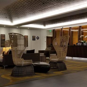 Lobby at Hokulani Waikiki, a Hilton Grand Vacations Club located at Waikiki Beach, Oahu.
