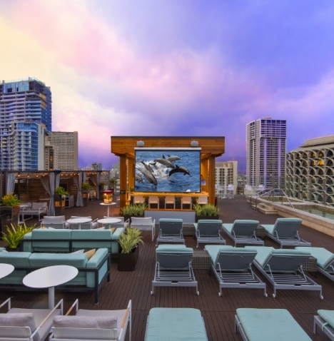 Rooftop movie watching at Hokulani Waikiki