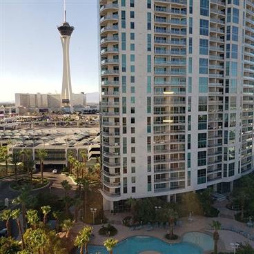 Balcony view from Hilton Grand Vacations on Paradise located at Las Vegas, Nevada.
