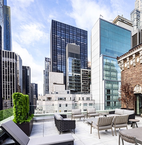 Balcony with a view of New York at The Quin, a Hilton Club.