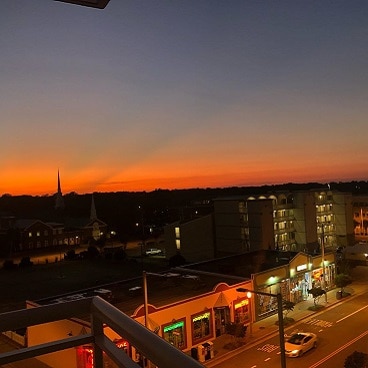 Orange sunset over downtown.