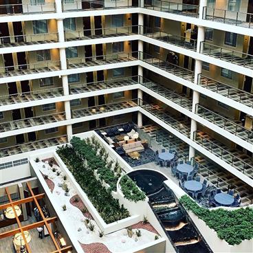 Interior courtyard at The District, a Hilton Club located in Washington, D.C.