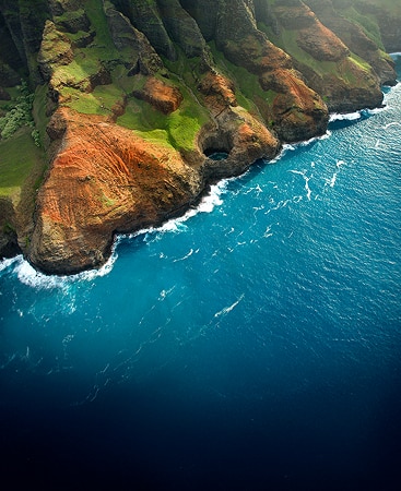 Aerial view of island shore