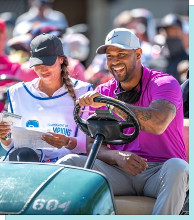 Golfers navigating the course